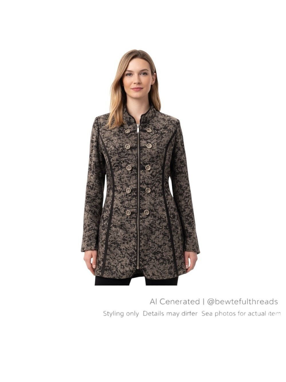 Yest Military Style Zip Front Jacket Utility Avant-Garde Coat EU 36 US 4